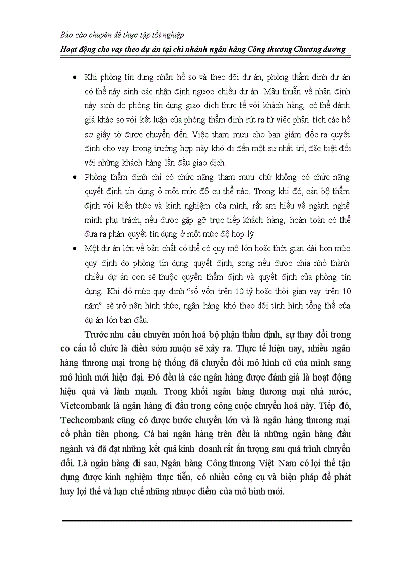 image for page Hoạt động cho vay theo dự án tại chi nhánh Ngân hàng Công thương Chương Dương 1