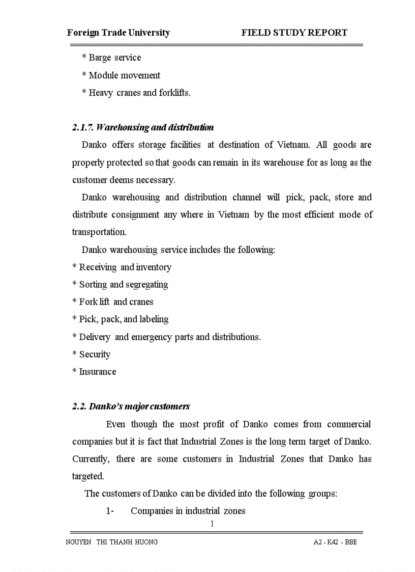 image for page Foreign Trade University FIELD STUDY REPORT