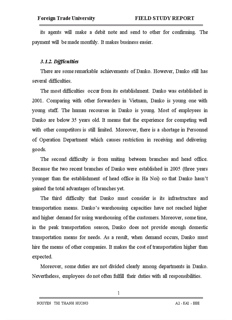 image for page Foreign Trade University FIELD STUDY REPORT