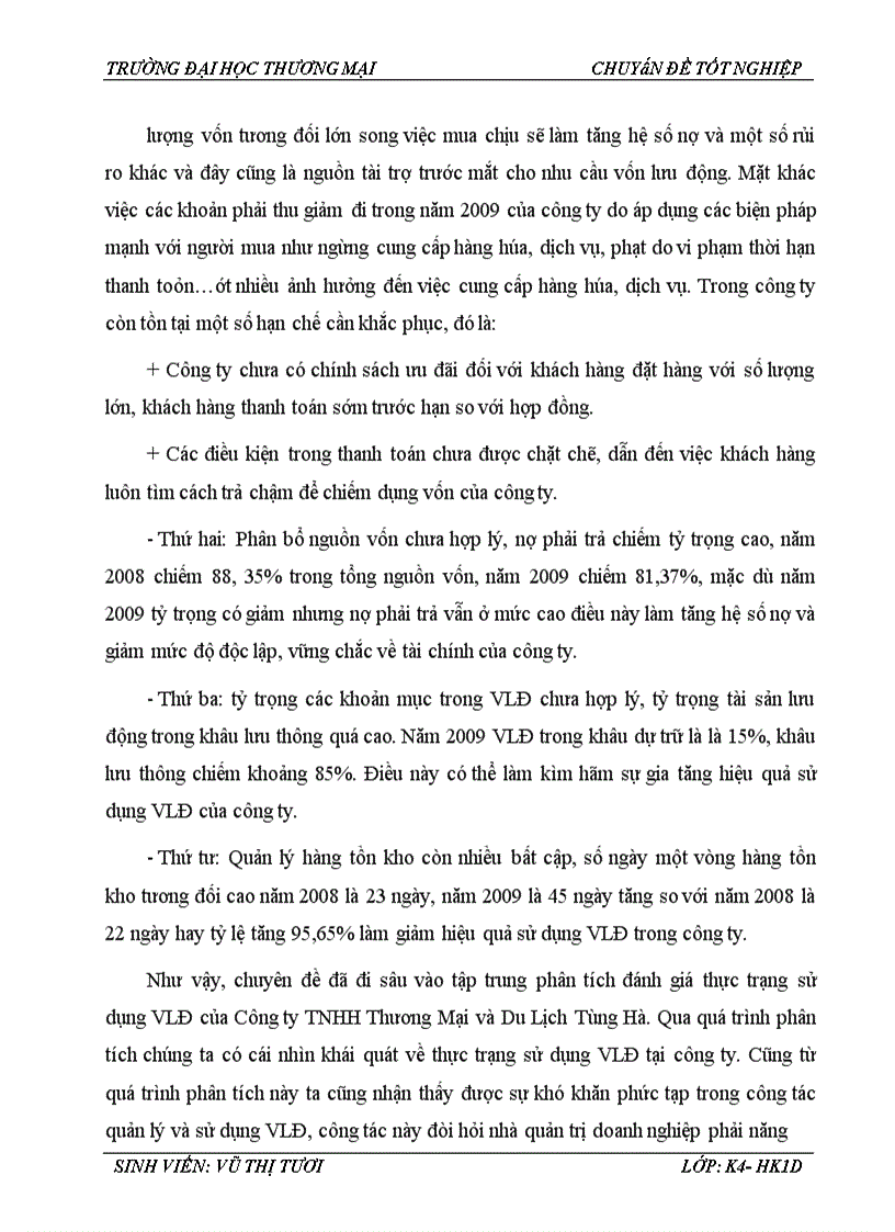 image for page Phân tích hiệu quả sử dụng vốn lưu động tại Công ty TNHH Thương mại và Du lịch Tùng Hà
