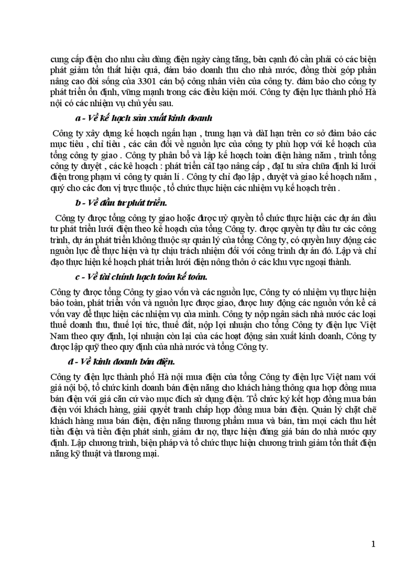 image for page Tình hình sản xuất kinh doanh của Công ty điện lực thành phố Hà nội 1