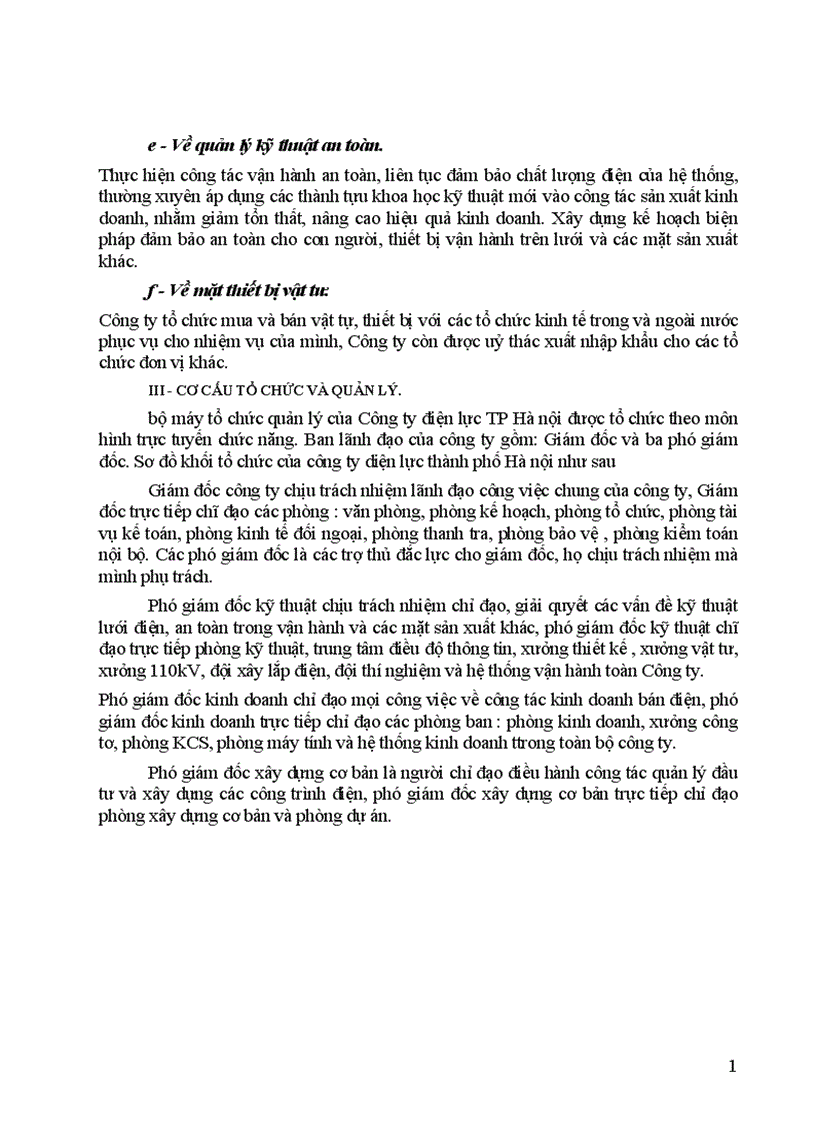 image for page Tình hình sản xuất kinh doanh của Công ty điện lực thành phố Hà nội 1