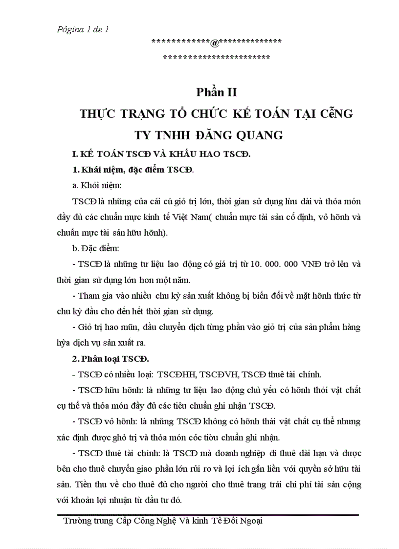 image for page Báo cáo thực tập tại Công ty TNHH Đăng Quang