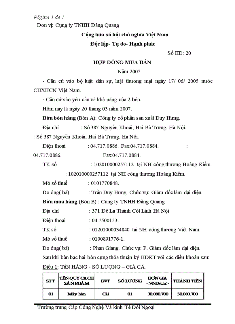 image for page Báo cáo thực tập tại Công ty TNHH Đăng Quang