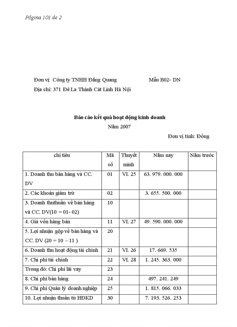 image for page Báo cáo thực tập tại Công ty TNHH Đăng Quang