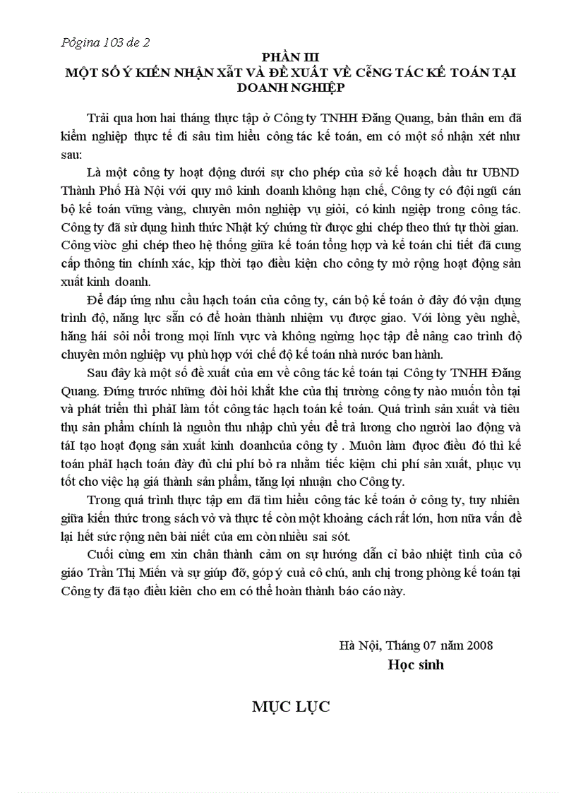 image for page Báo cáo thực tập tại Công ty TNHH Đăng Quang