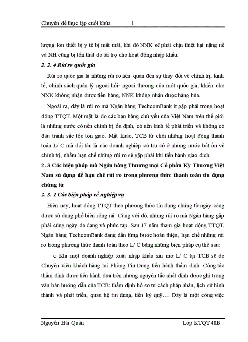 image for page Quản lý rủi ro trong hoạt động thanh toán quốc tế theo phương thức tín dụng chứng từ tại Hội sở Ngân hàng Thương mại Cổ phần Kỹ Thương Việt Nam