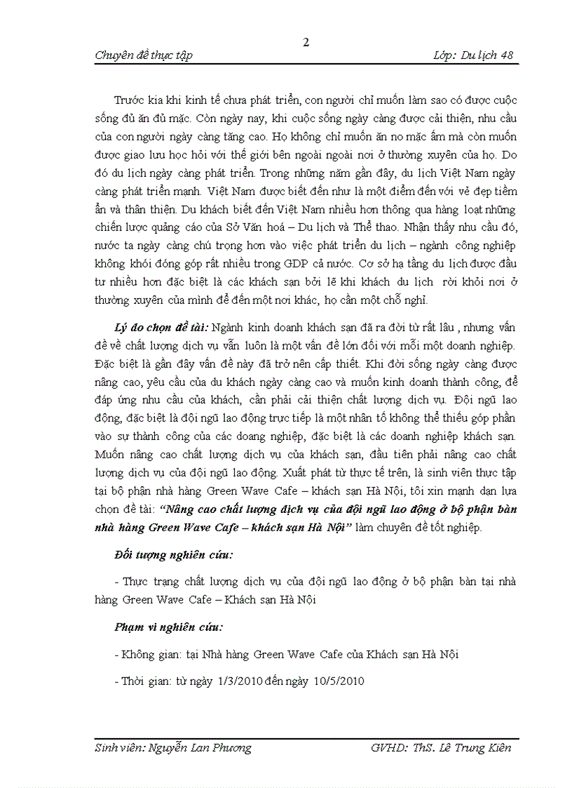 image for page Nâng cao chất lượng dịch vụ của đội ngũ lao động ở bộ phận bàn nhà hàng Green Wave Café khách sạn Hà Nội 1