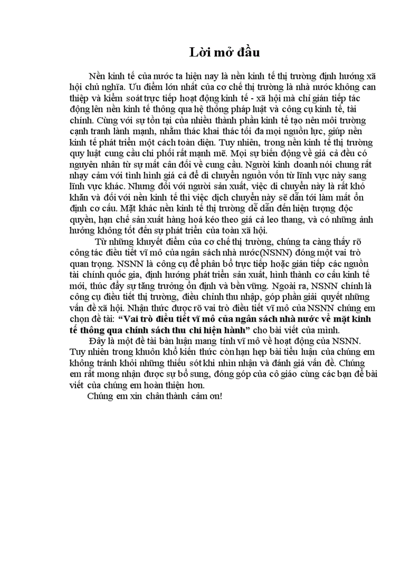 image for page Vai trò điều tiết vĩ mô của ngân sách nhà nước về mặt kinh tế thông qua chính sách thu chi hiện hành