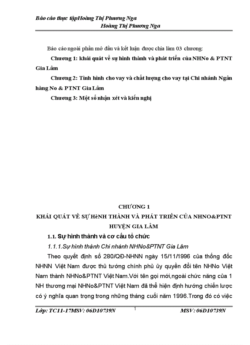 image for page Tình hình cho vay và chất lượng cho vay tại chi nhánh nhno ptnt gia lâm