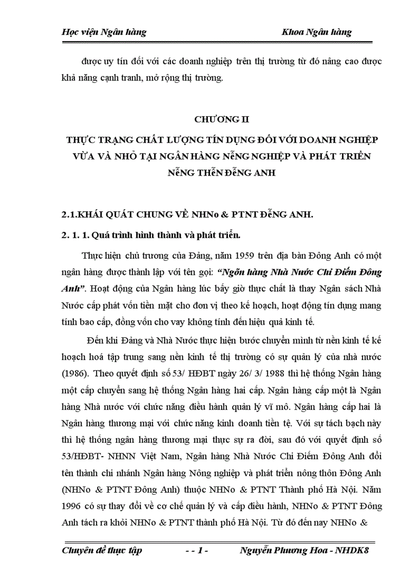 image for page Giải pháp nhằm nâng cao chất lượng tín dụng đối với doanh nghiệp vừa và nhỏ tại Ngân hàng nông nghiệp và Phát triển nông thôn Đông Anh 1