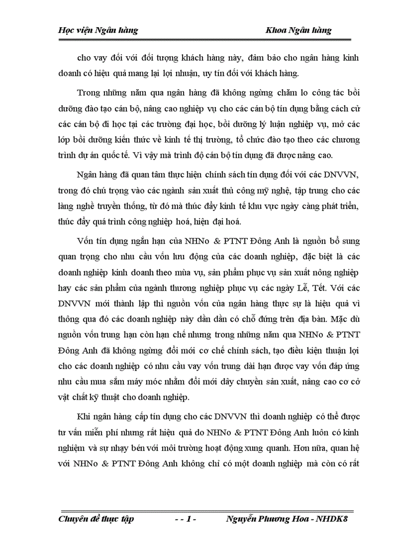 image for page Giải pháp nhằm nâng cao chất lượng tín dụng đối với doanh nghiệp vừa và nhỏ tại Ngân hàng nông nghiệp và Phát triển nông thôn Đông Anh 1