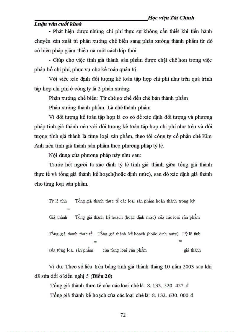 image for page Tổ chức công tác kế toán tập hợp chi phí sản xuất và tính giá thành sản phẩm tại nhà máy chè Kim Anh 1