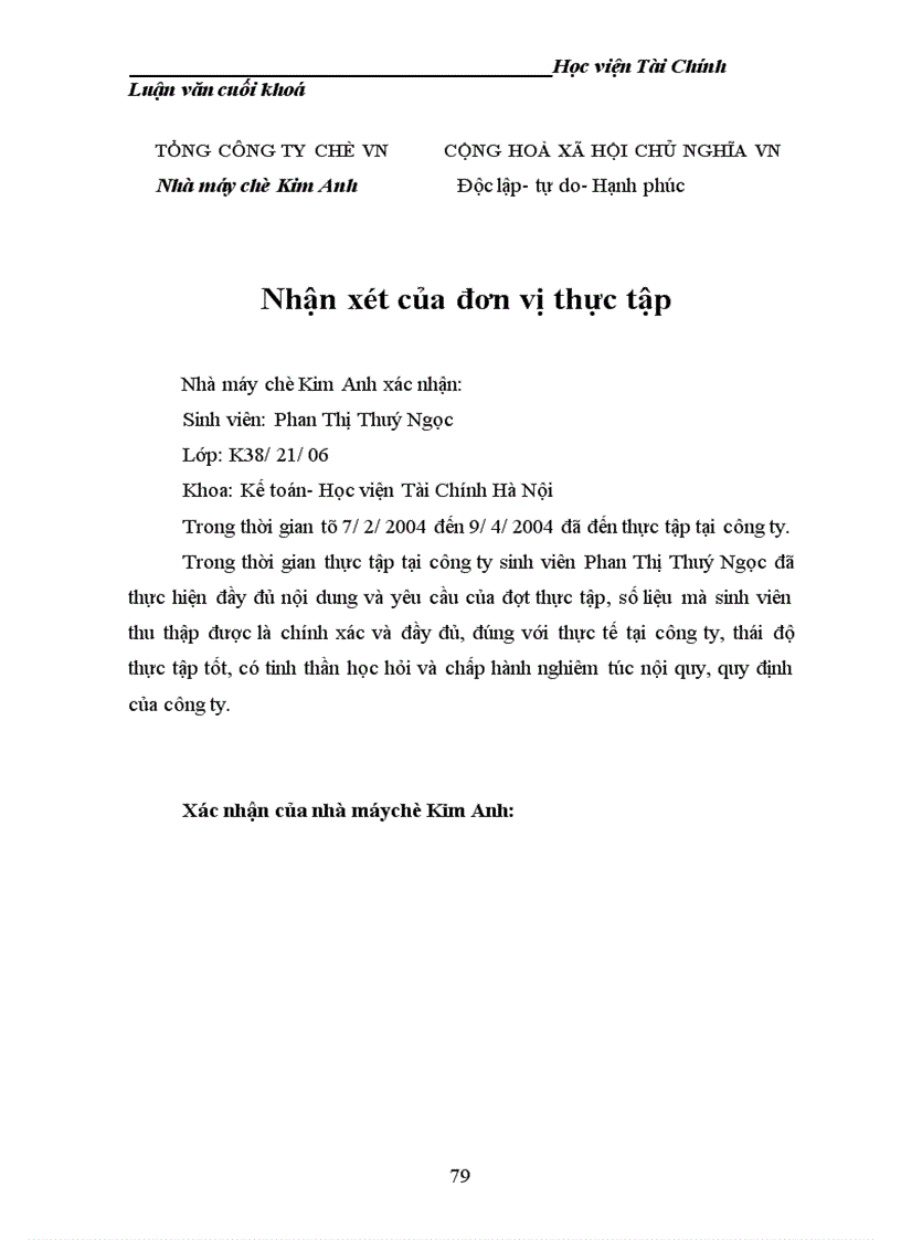 image for page Tổ chức công tác kế toán tập hợp chi phí sản xuất và tính giá thành sản phẩm tại nhà máy chè Kim Anh 1