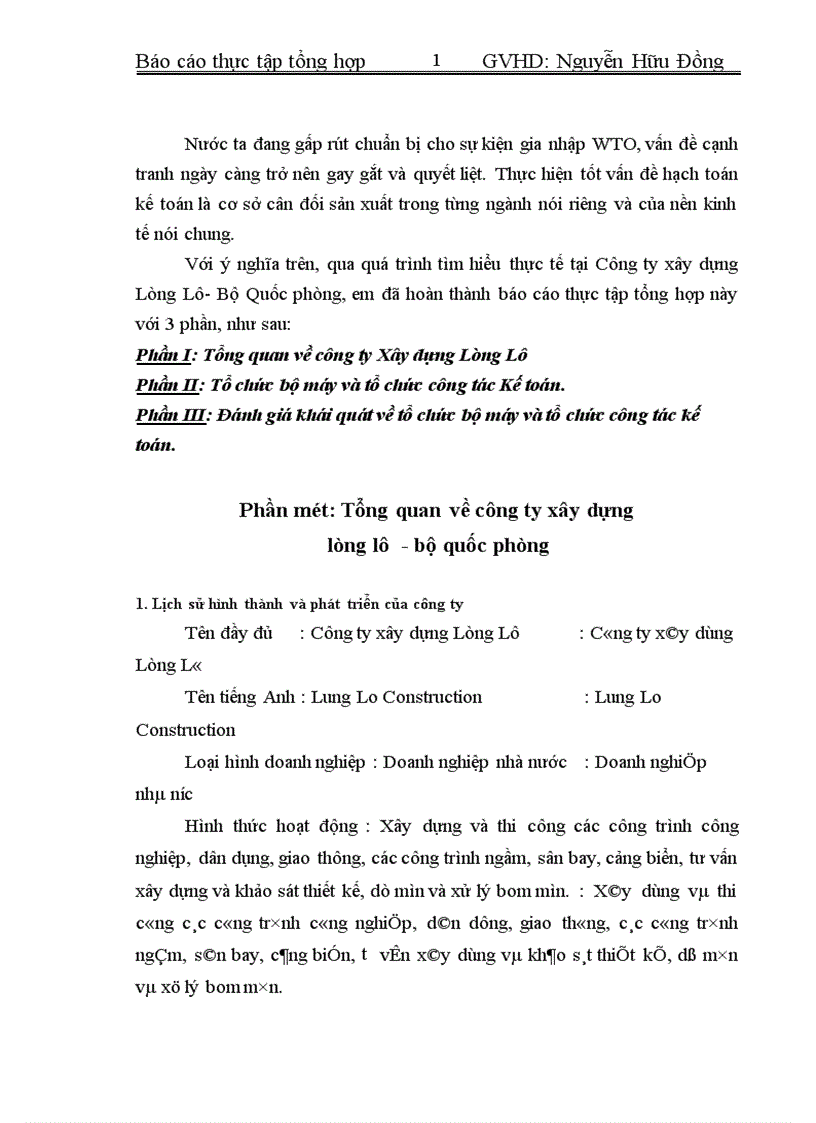 image for page Tổ chức bộ máy và tổ chức công tác Kế toán về công ty Xây dựng Lũng Lô