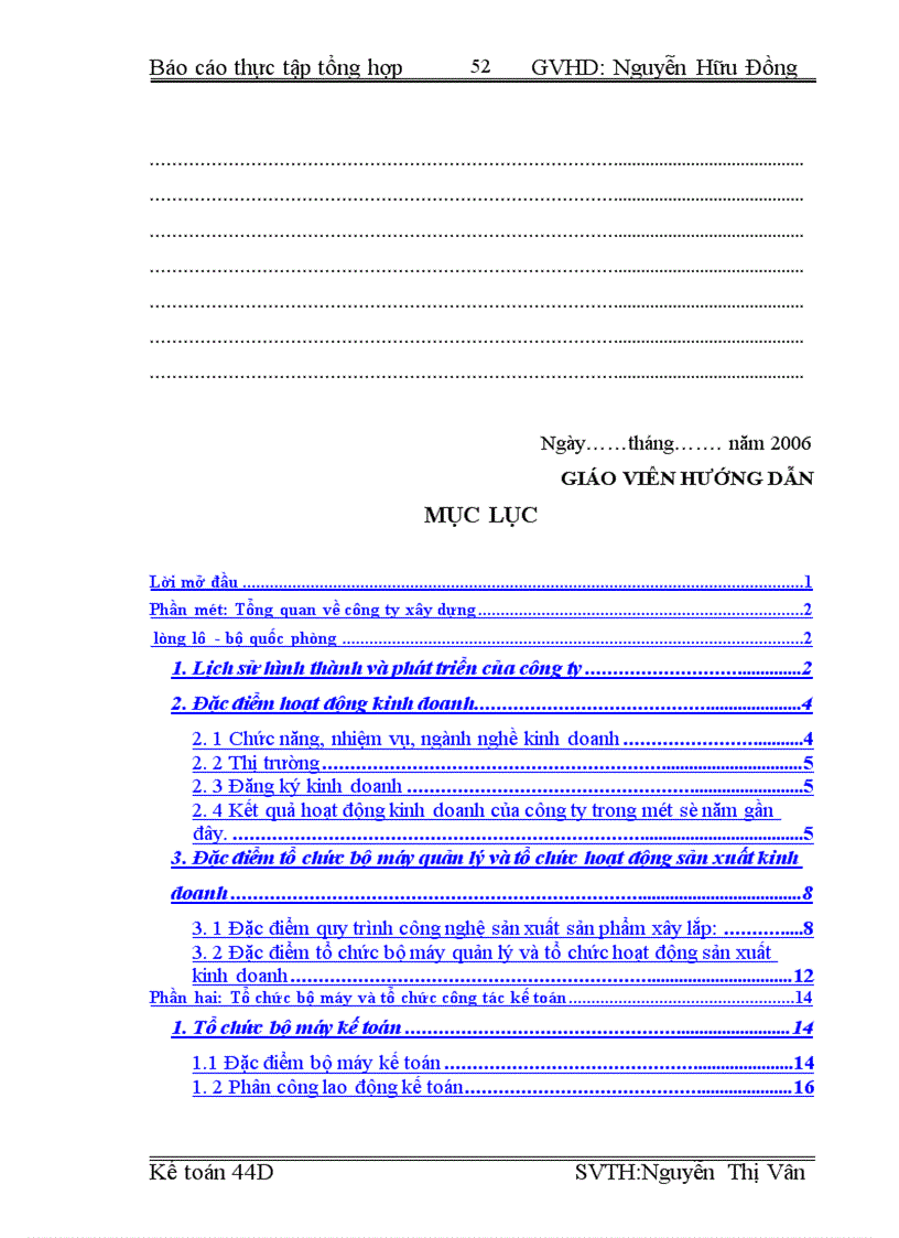 image for page Tổ chức bộ máy và tổ chức công tác Kế toán về công ty Xây dựng Lũng Lô