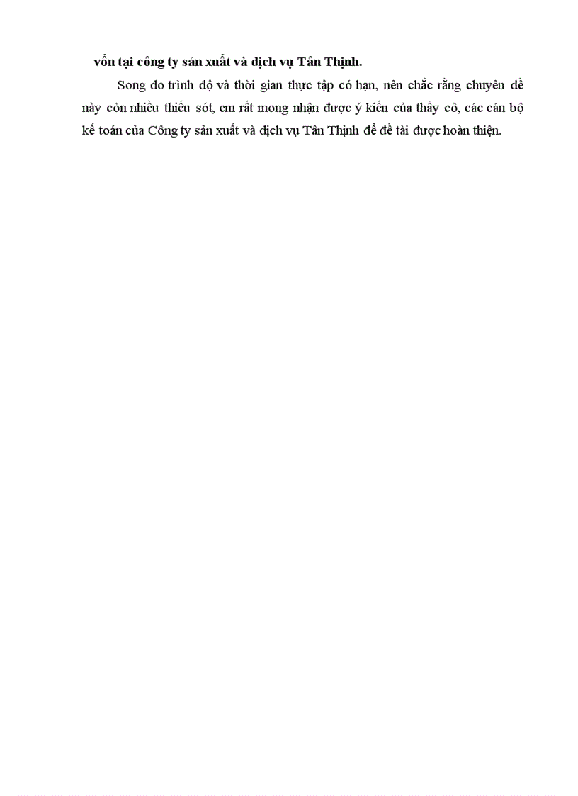 image for page Vốn kinh doanh và các biện pháp nâng cao hiệu quả sử dụng vốn kinh doanh tại Công ty sản xuất và dịch vụ Tân Thịnh