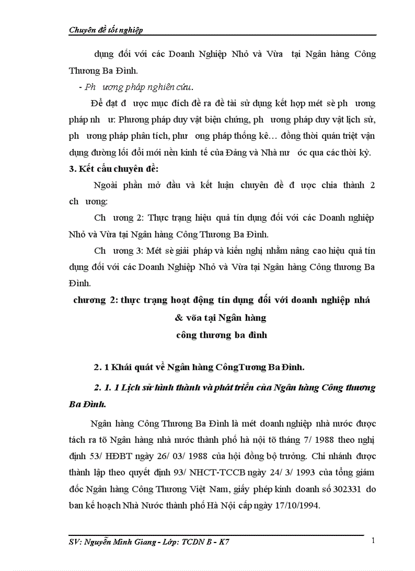 image for page Giải pháp nâng cao hiệu quả tín dụng đối với các Doanh nghiệp Nhỏ và Vừa tại Ngân hàng Công Thương Ba Đình 1