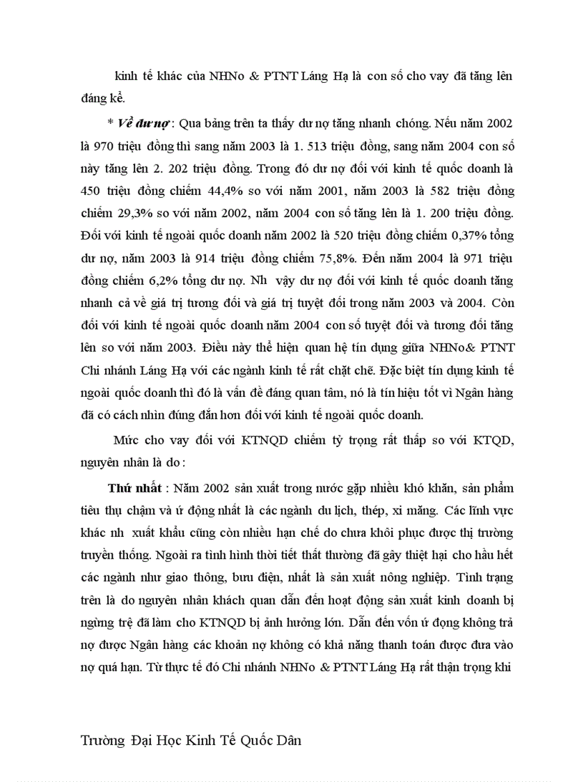 image for page Hiệu quả tín dụng đối với các doanh nghiệp ngoài quốc doanh tại Chi Nhánh Ngân hàng Nông Nghiệp và phát triển Nông thôn Láng Hạ 1