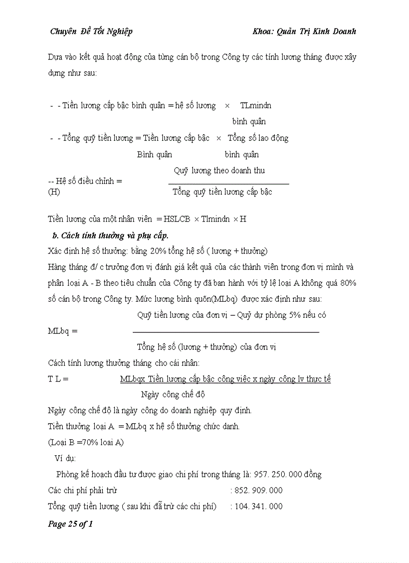 image for page Hoàn thiện các hình thức tiền lương tiền thưởng tại Công ty TMTH Tiến Thành