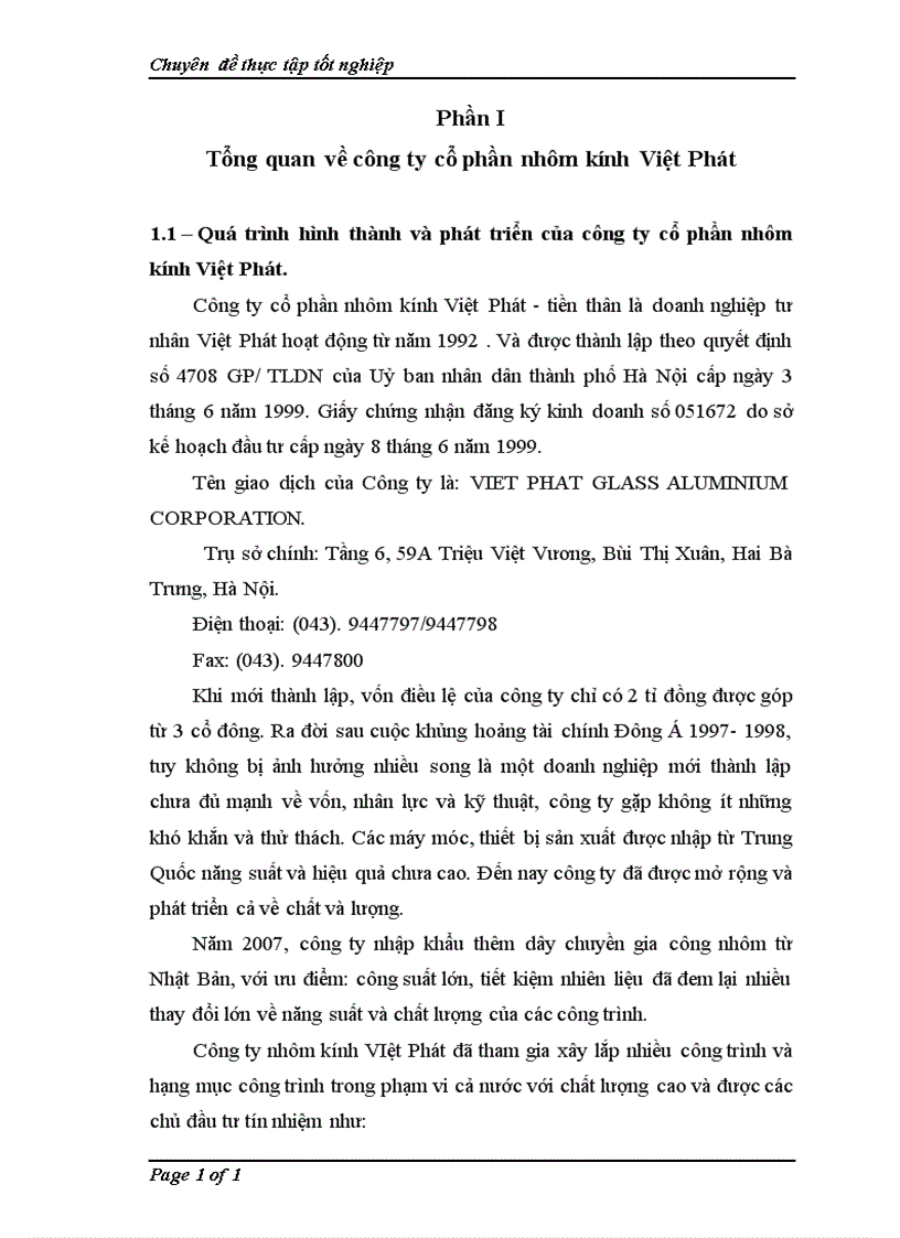 image for page Kế toán chi phí sản xuất và tính giá thành sản phẩm xây lắp tại công ty cổ phần nhôm kính Việt Phát