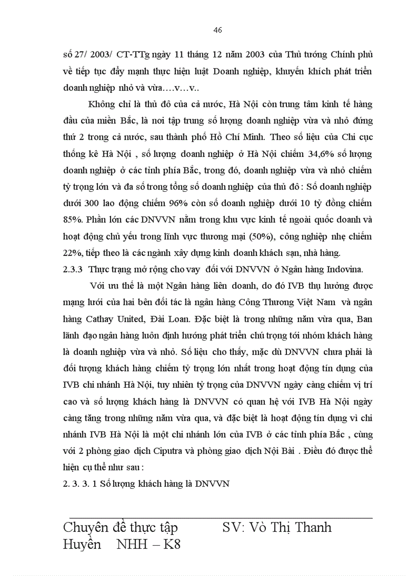 image for page Giải pháp mở rộng hoạt động cho vay đối với DNVVN tại Ngân hàng Indovina Chi nhánh Hà Nội 1