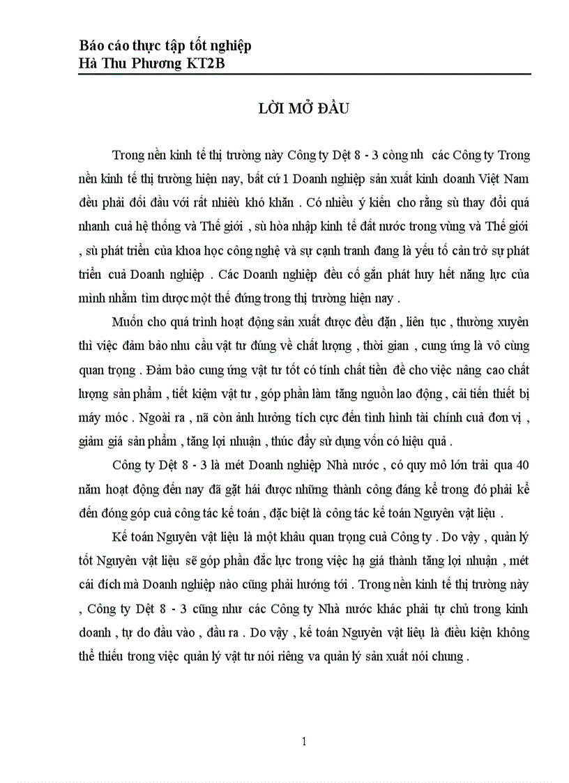 image for page Tổ chức kế toán Nguyên vật liệu tại Công ty Dệt 8 3 1