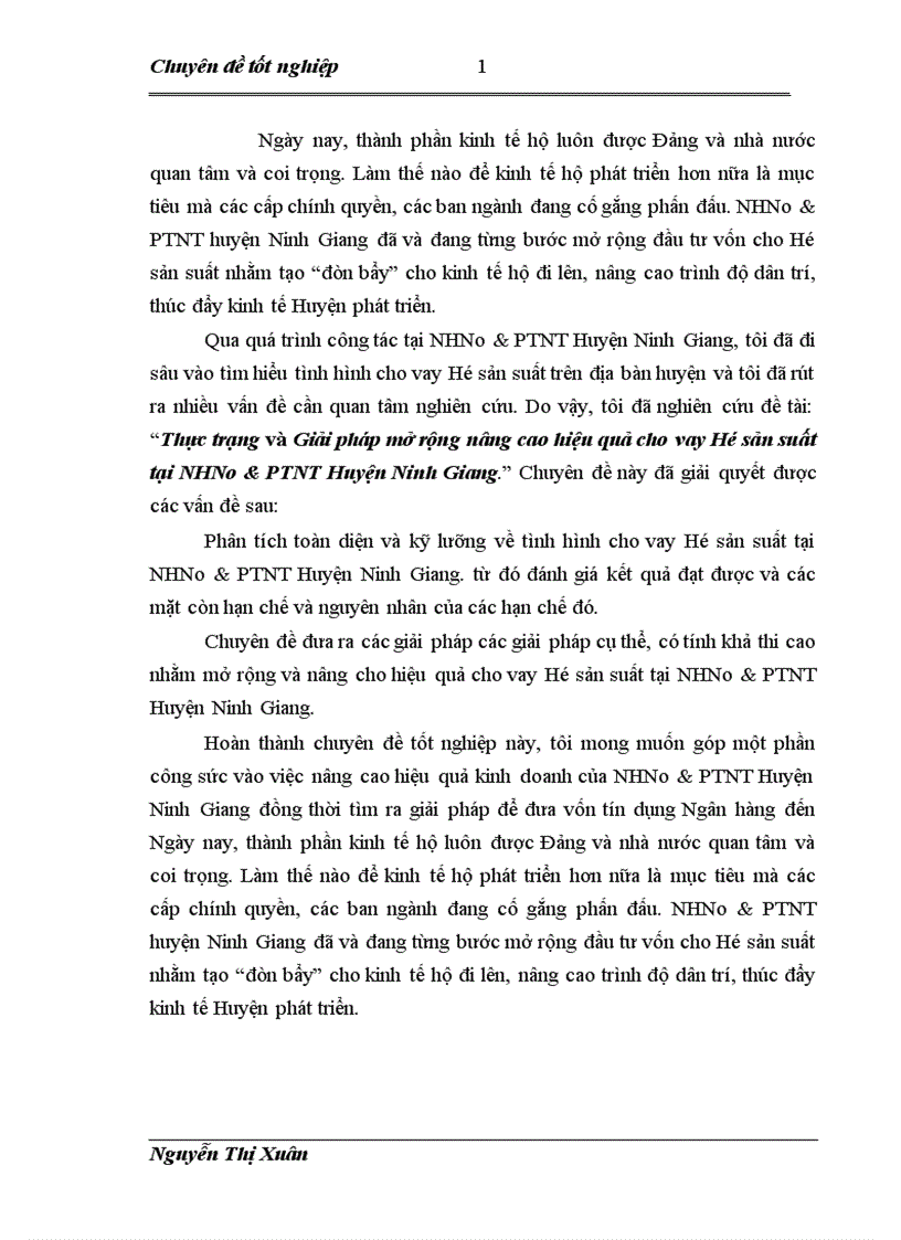 image for page Thực trạng và Giải pháp mở rộng nâng cao hiệu quả cho vay Hộ sản suất tại NHNo PTNT Huyện Ninh Giang