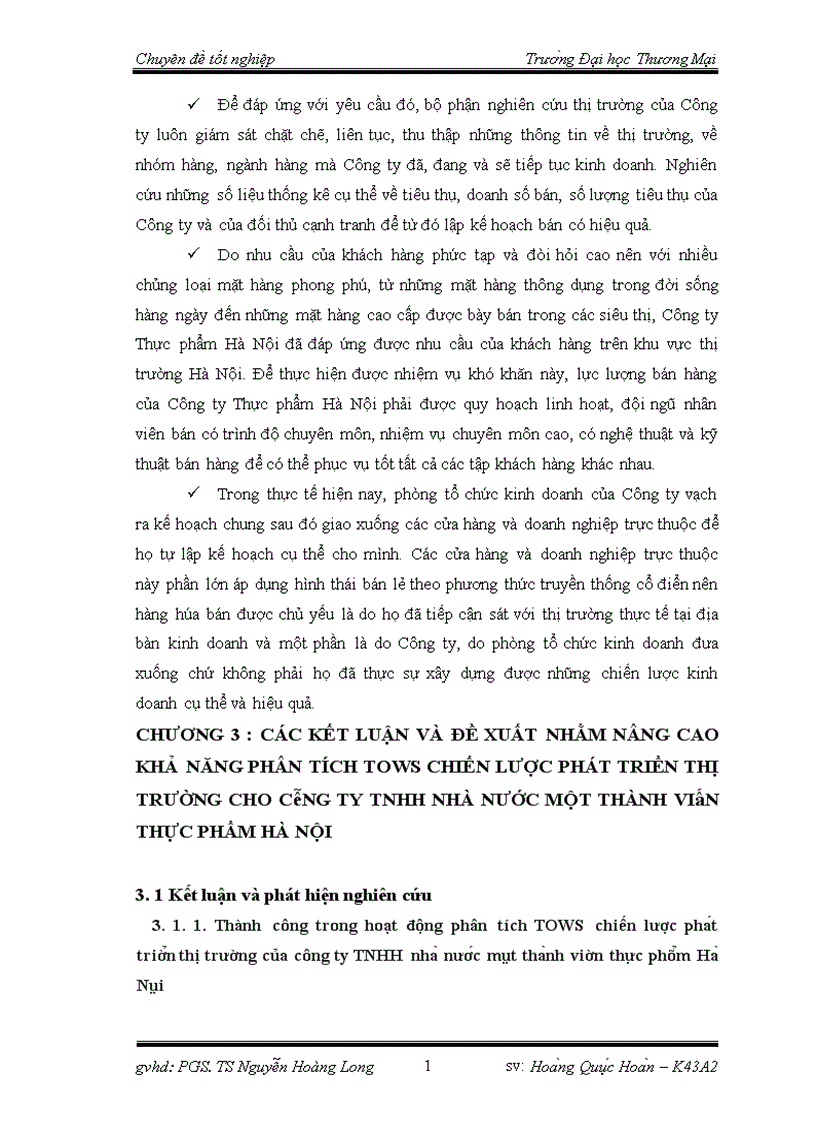 image for page Phân tích TOWS chiến lược phát triển thị trường của công ty TNHH nhà nước một thành viên thực phẩm Hà Nội 1