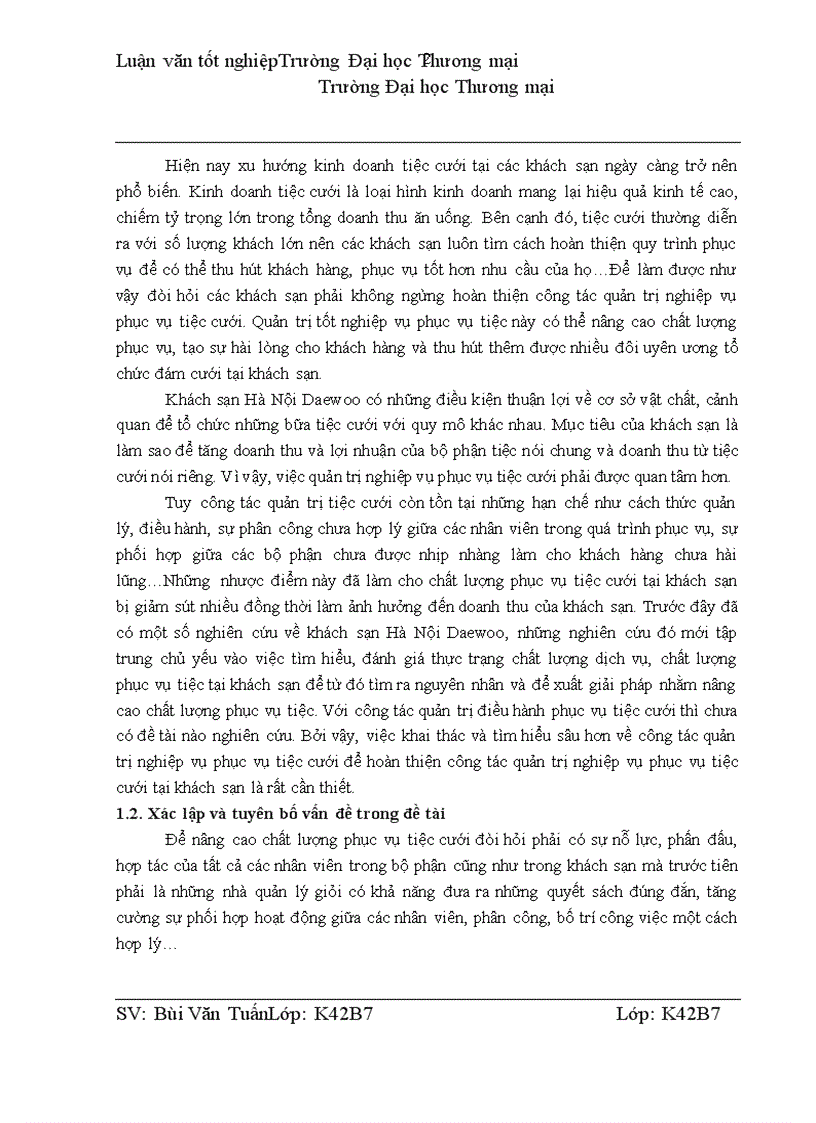 image for page Quản trị nghiệp vụ phục vụ tiệc cưới tại khách sạn Hà Nội Daewoo