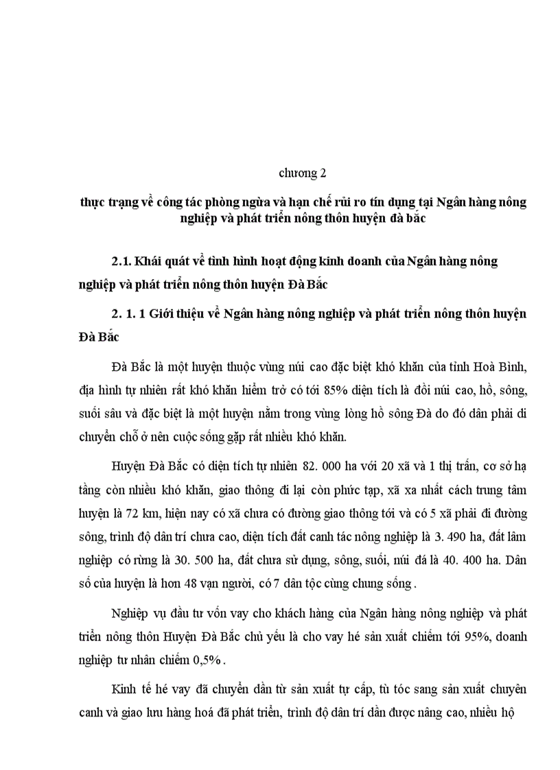 image for page Rủi ro tín dụng và hạn chế rủi ro tín dụng tại Ngân Hàng nông nghiệp và phát triển nông thôn huyện Đà Bắc tỉnh Hòa Bình 1