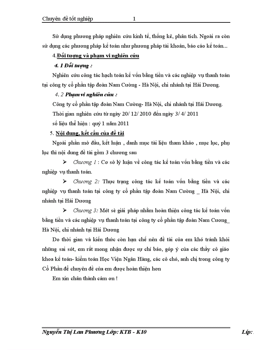 Kế toán vốn bằng tiền và các nghiệp vụ thanh toán tại công ty cổ phần tập đoàn Nam Cường Hà Nội Chi nhánh Hải Dương 1