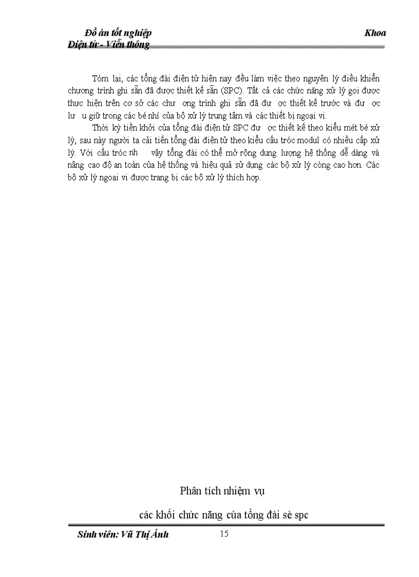 image for page Phân tích nhiệm vụ các khối chức năng của tổng đài SPC