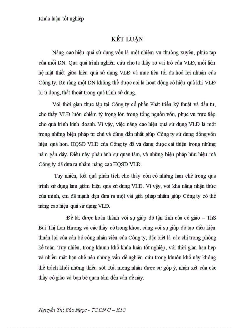 image for page Giải pháp nhằm nâng cao hiệu quả sử dụng vốn lưu động tại Công ty cổ phần Phát triển kỹ thuật và đầu tư 1
