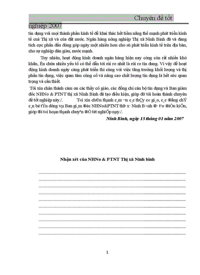 image for page Nâng cao chất lượng tín dụng tại NHNo PTNT Thị xã Ninh bình