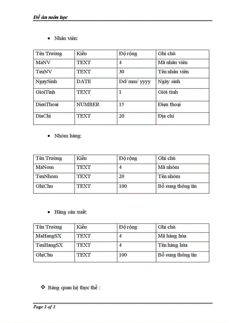 image for page Đề án môn học Phân tích và thiết kế hệ thống thông tin quản lý kho