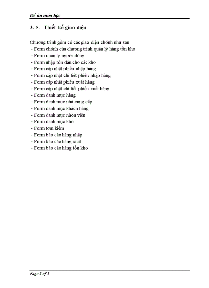 image for page Đề án môn học Phân tích và thiết kế hệ thống thông tin quản lý kho