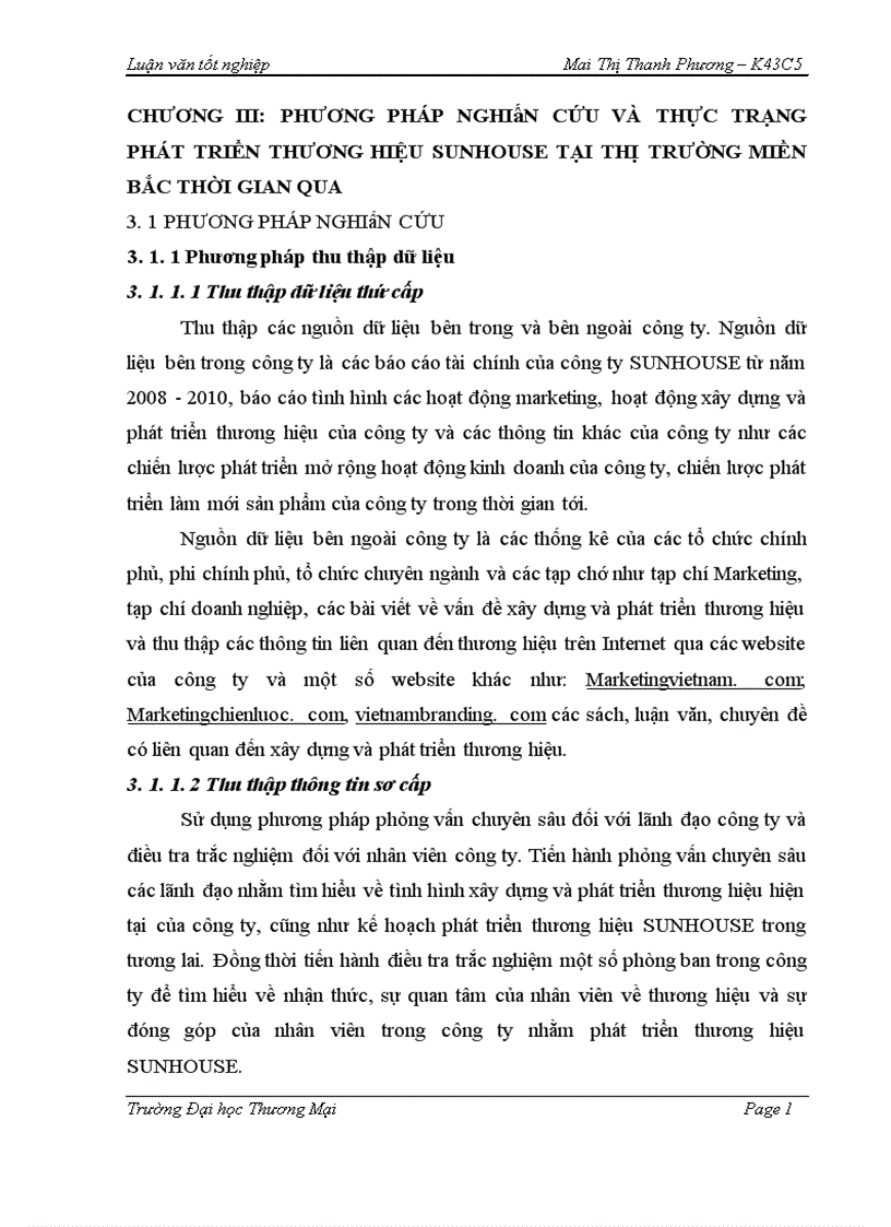 image for page Phát triển thương hiệu SUNHOUSE trên thị trường miền Bắc giai đoạn 2015