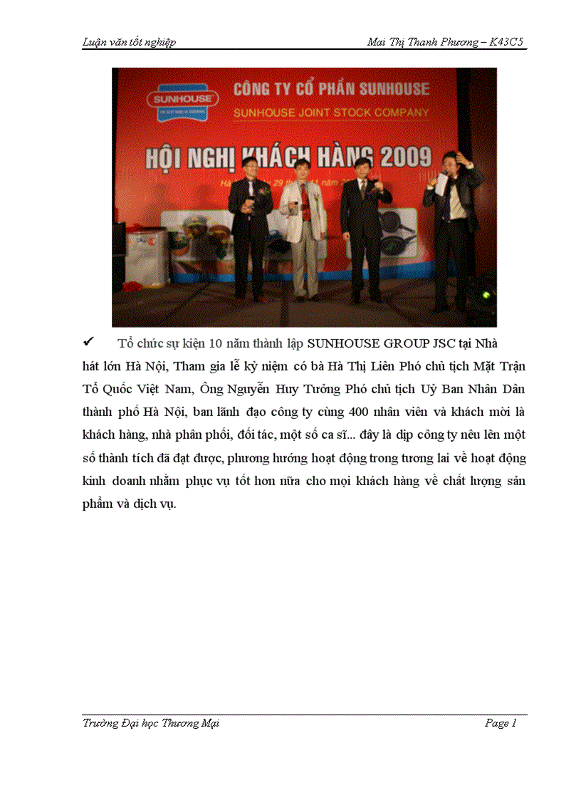 image for page Phát triển thương hiệu SUNHOUSE trên thị trường miền Bắc giai đoạn 2015