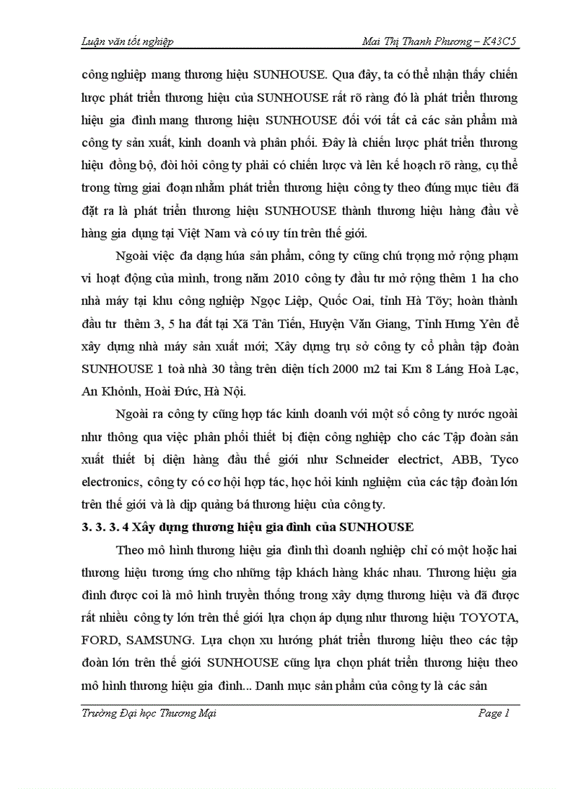 image for page Phát triển thương hiệu SUNHOUSE trên thị trường miền Bắc giai đoạn 2015