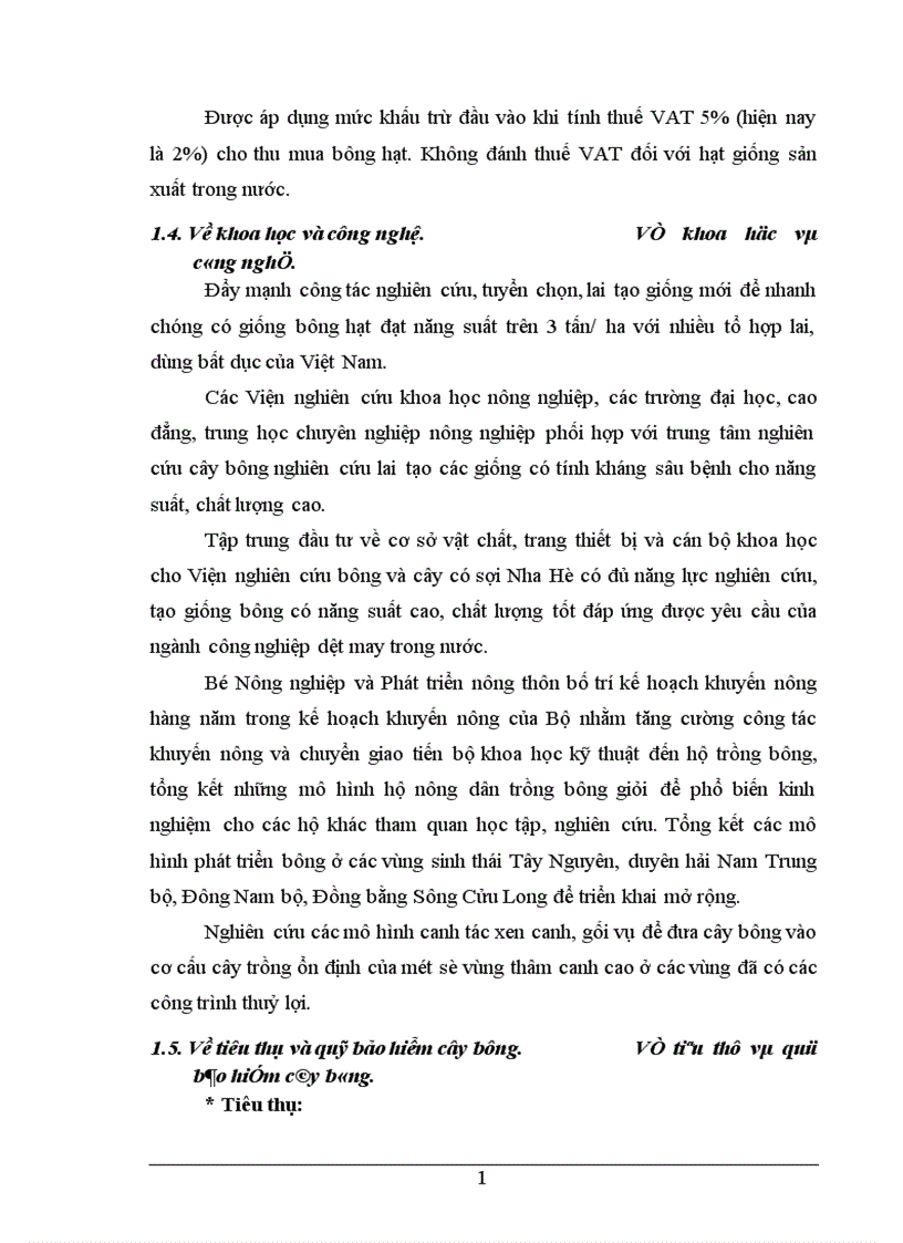image for page Giải pháp phát triển nguyên liệu bông đáp ứng nhu cầu ngành dệt may Việt Nam đến năm 2010 1
