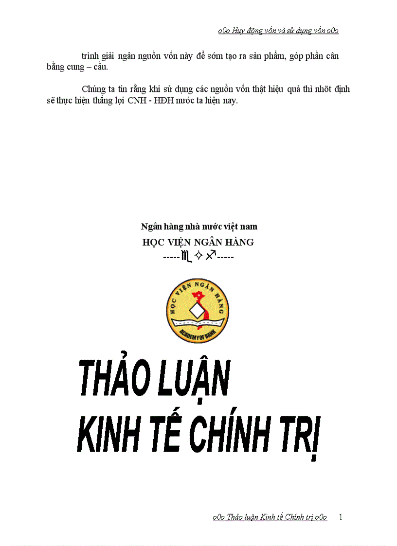 image for page Huy động vốn và sử dụng vốn có hiệu quả trong quá trình CNH HĐH ở nước ta hiện nay Hà Nội 2008