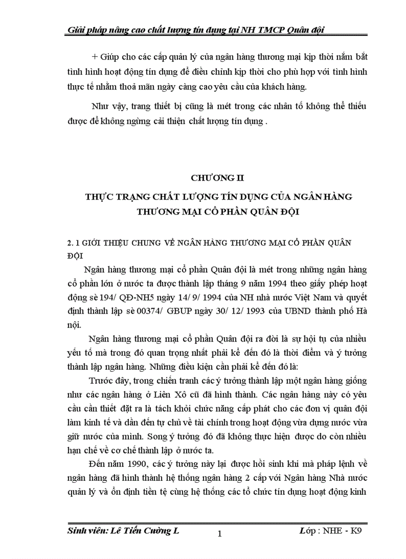 image for page Giải pháp nâng cao chất lượng tín dụng tại Ngân hàng thương mại cổ phần Quân đội 1