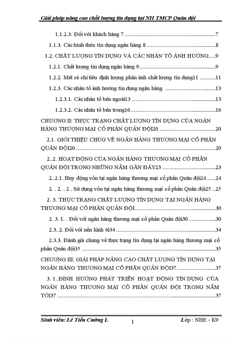 image for page Giải pháp nâng cao chất lượng tín dụng tại Ngân hàng thương mại cổ phần Quân đội 1