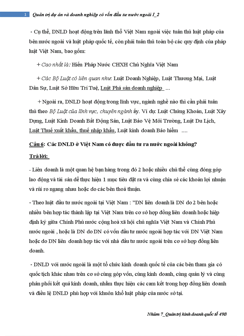 image for page Quản trị dự án và doanh nghiệp có vốn đầu tư nước ngoài I 1