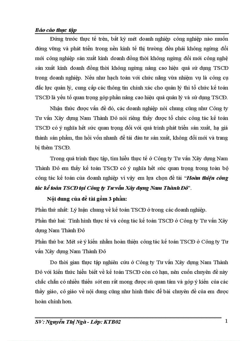 image for page Hoàn thiện công tác kế toán TSCĐ tại Công ty Tư vấn Xây dựng Nam Thành Đô 1