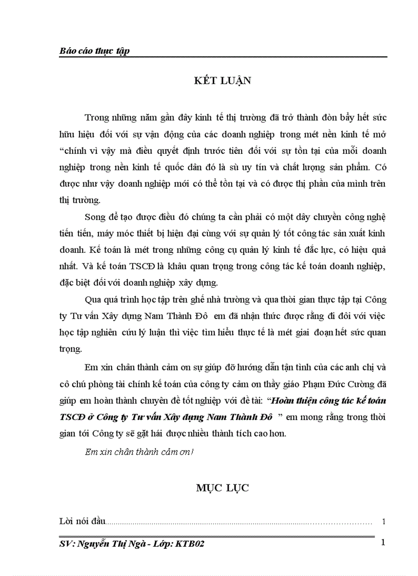 image for page Hoàn thiện công tác kế toán TSCĐ tại Công ty Tư vấn Xây dựng Nam Thành Đô 1