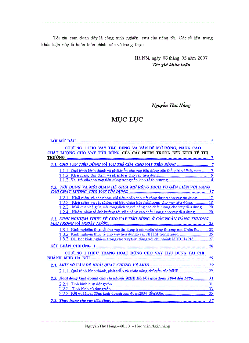 image for page Giải pháp mở rộng dịch vụ gắn liền với nâng cao chất lượng cho vay tiêu dùng tại chi nhánh MHB Hà Nội 1