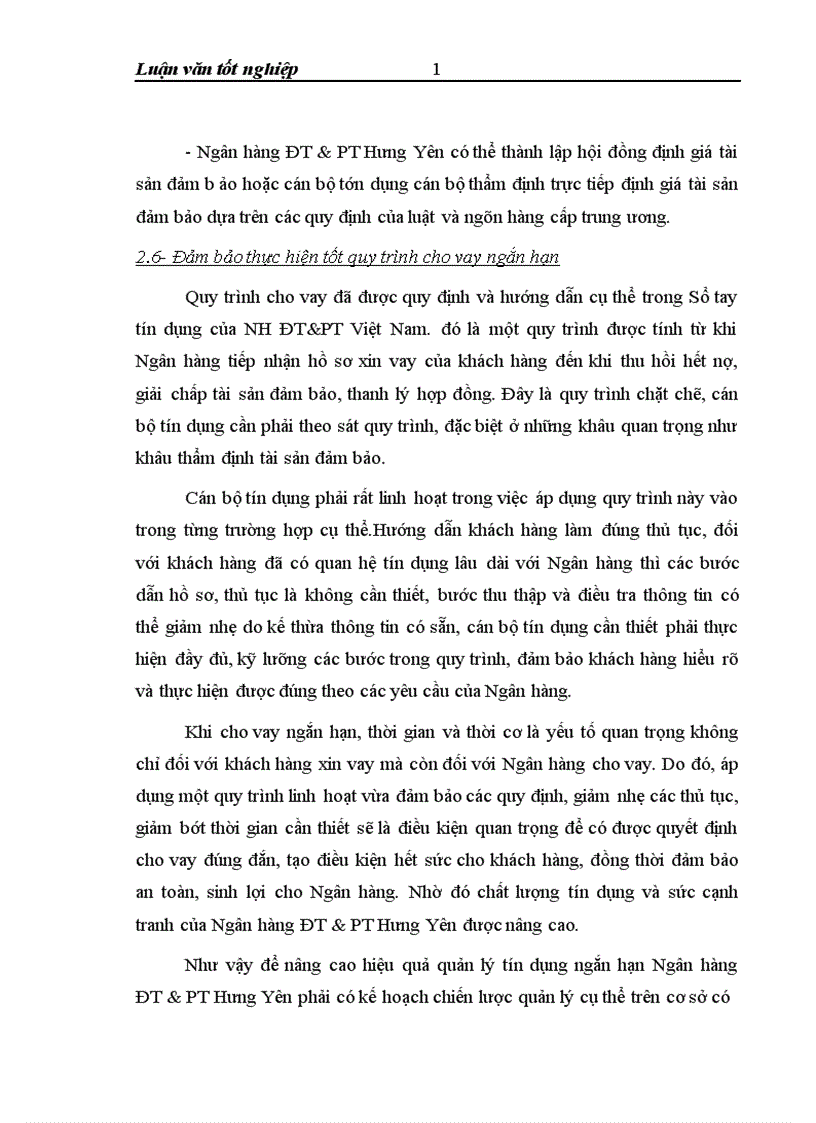 image for page Quản lý tín dụng ngắn hạn tại chi nhánh Ngân hàng ĐT PT Hưng Yên 1