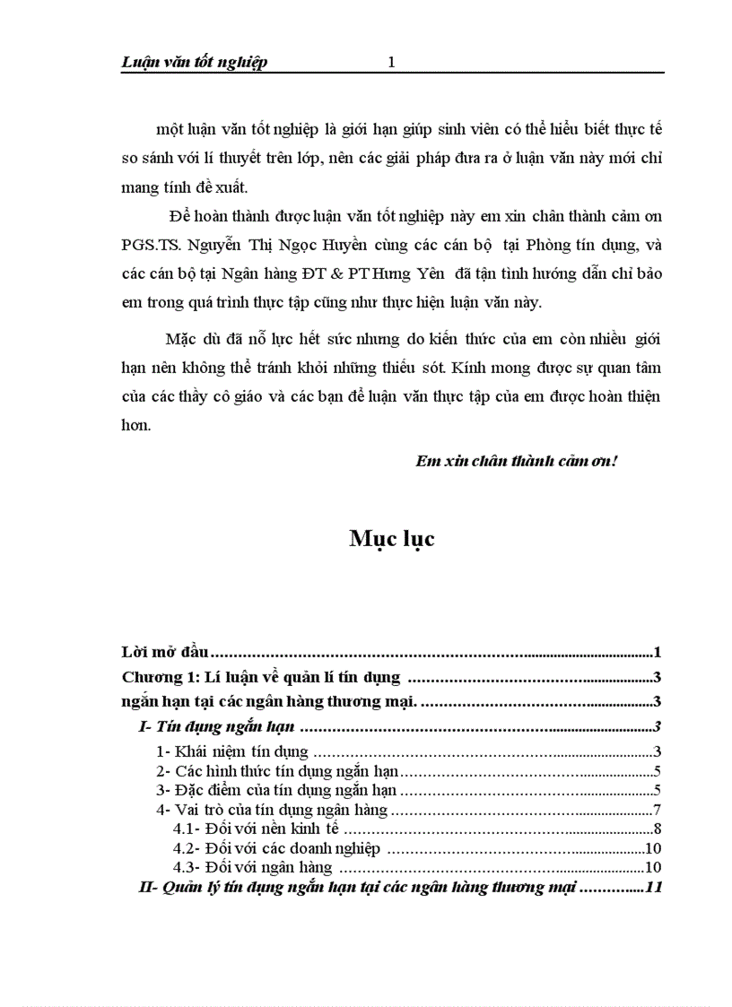 image for page Quản lý tín dụng ngắn hạn tại chi nhánh Ngân hàng ĐT PT Hưng Yên 1